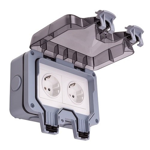 Tuya Weatherproof Switched Socket, 2Ch, IP66, EU