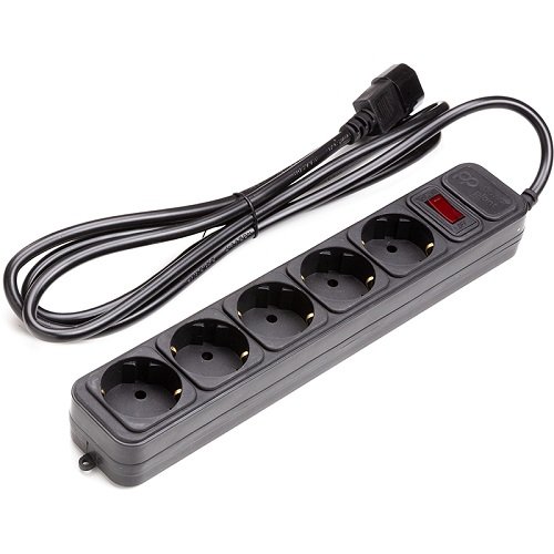 Power plant, llc UPS-Rated Extension Cord 2m, 5 sockets, with switch, black