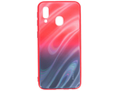 Evelatus Galaxy A40 Water Ripple Gradient Color Anti-Explosion Tempered Glass Case Samsung Gradient Red-Black