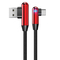 Evelatus TPC05 L-Formas no pagarināta niķeļa pārklāta cinka sakausējuma USB uz USB-C datu &amp; PD 20W lādētāja vads 1m sarkans