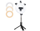 CP X5 LED 16cm Uzlādējama Selfie Lampa ar BT Pulti &amp; Rokturi + Grīdas statīvu 20-90cm + Telefona