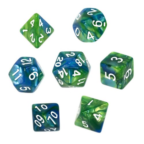 Rebel RPG Dice Set - Two Color - Blue and Green