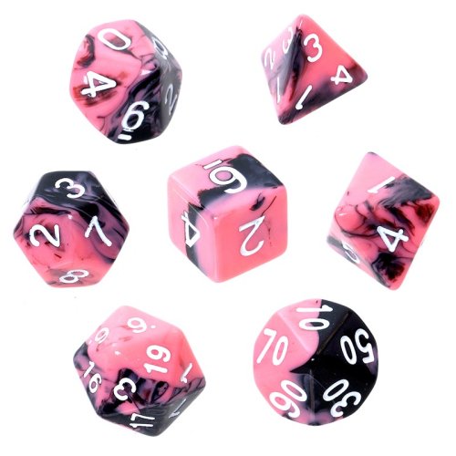 Rebel RPG Dice Set - Two Color - Pink and Black