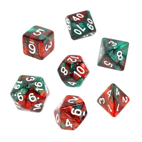 Rebel RPG Dice Set - Two Color - Red and Green