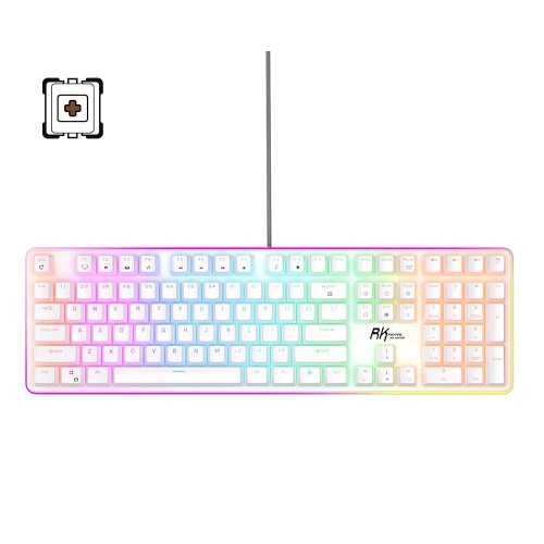 Royal kludge RK918 RGB white wired mechanical keyboard | 100%, Brown switches, US