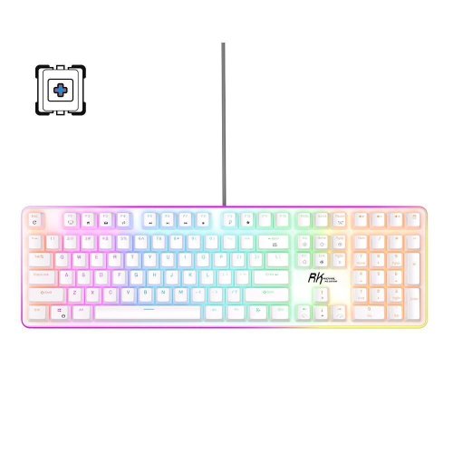 Royal kludge RK918 RGB white wired mechanical keyboard | 100%, Blue switches, US
