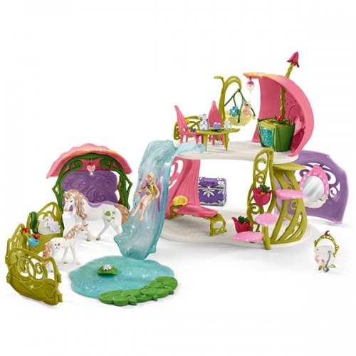 Schleich - Glittering Flower House With Unicorns Lake And Stable