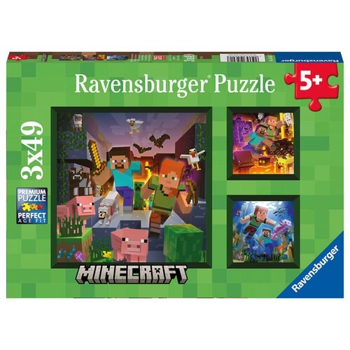 Ravensburger - Puzzle 3x49 Minecraft Biomes