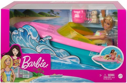 Mattel - Barbie Doll And Boat Playset With Pet Puppy