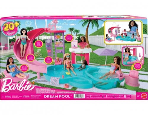 Mattel - Barbie Dream Pool Playset with Slide &amp; Bubbling Hot Tub