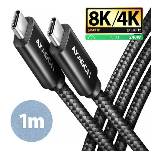 Axagon CABLE USB-C TO USB-C 1M 240W/8K BLACK BUCM4X-CM10AB