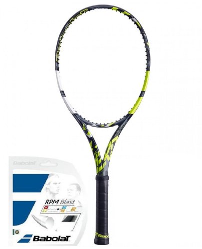 Babolat Pure Aero+ - grey/yellow/white + string