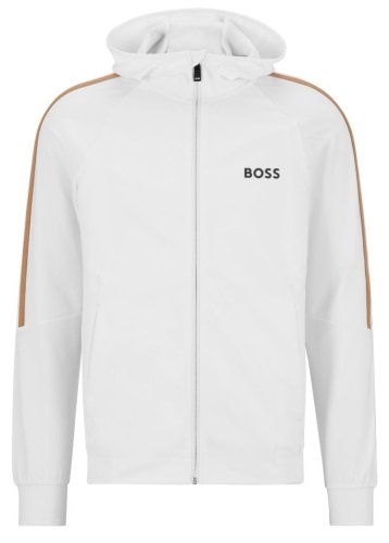 Boss x Matteo Berrettini Zip-Up Hoodie In Active-Stretch Jersey With Logo - white