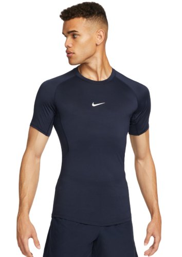 Nike Pro Dri-FIT Tight Short-Sleeve Fitness Top - obsidian/white