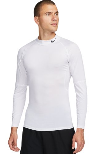 Nike Pro Dri-FIT Fitness Mock-Neck Long-Sleeve - white/black