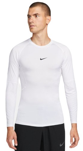 Nike Pro Dri-FIT Tight Long-Sleeve Fitness Top - white/black