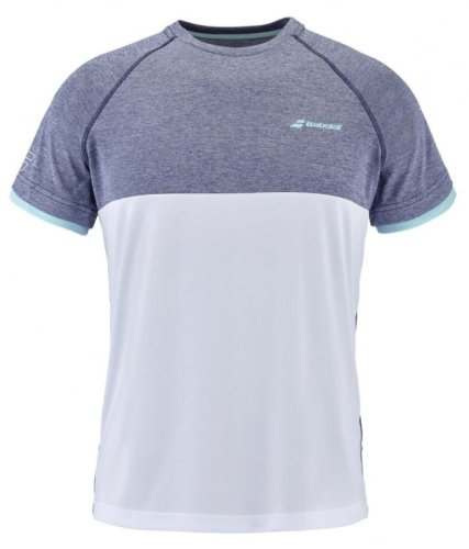 Babolat Play Crew Neck Tee Men - white/blue heather