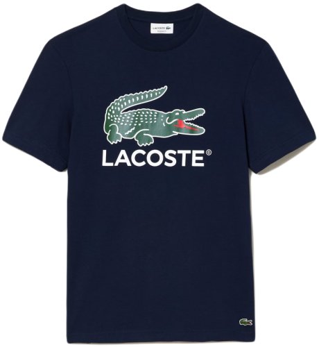Lacoste Cotton Jersey Signature Print T-Shirt - navy blue