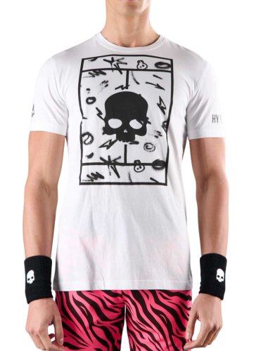 Hydrogen Court Cotton T-Shirt - white/spray art