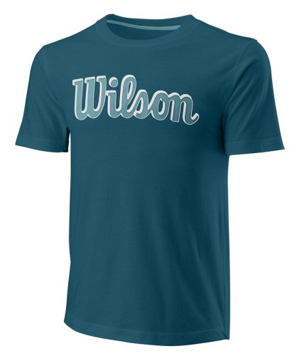 Wilson Script Eco Cotton Tee Slimfit M - blue coral