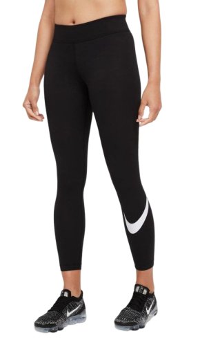 Nike Sportswear Essential Mid-Rise Swoosh Leggings - black/white