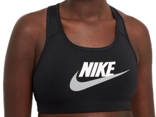 Nike Medium-Support Graphic Sports Bra W - black/white/particle grey