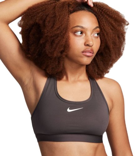 Nike Swoosh Medium Support Non-Padded Sports Bra - medium ash/white