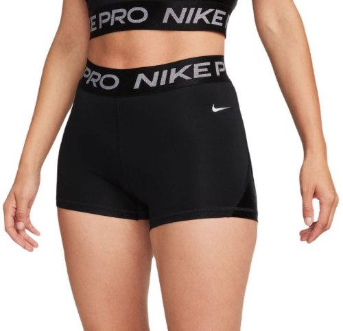 Nike Pro Mid-Rise 3" Shorts - black/metallic silver
