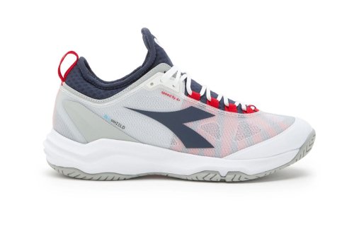 Diadora Speed Blushield Fly 4 + AG - white/blue corsair/fiery red