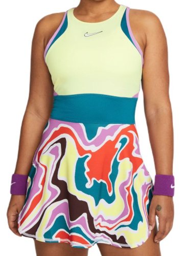 Nike Court Dri-Fit Slam Dress - lemon chiffon/green abyss/white