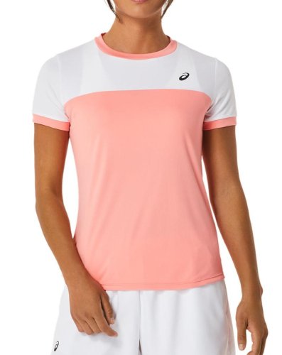 Asics Court Short Sleeve Top - guava/brilliant white