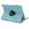 Apple iPad 2/3/4 360&deg; Rotating Blue Embossed Flowers Case Cover Swivel Stand maks
