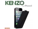 Kenzo iPhone 5 5S Leather Flip Case Glossy Black Ultra Paris Fashion Design (EU Blister)
