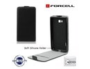 Forcell Flexi Slim Flip Samsung S7560 S7562 S7580 Trend vertikāli atverams silikona ietvarā Melns