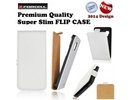 Forcell Slim Flip Case Sony C1505 Xperia E telefona maks vertikāli atverams Balts