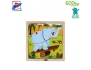 Woody 93017 Eko koka attīstošā puzle &quot;Zilonis&quot; (4gab.) bērniem no 1 gada + (20x20cm)