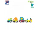Woody 93057 Eko koka attīstošs komplekts - Vilciens un vagoni ar magnētiskiem elementiem (4gab.) bērniem no 3 gadiem + (27.5cm)
