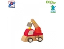 Woody 91000 Eko koka attīstoša mehāniski iedarbināma Sarkana mašīna bērniem no 3 gadiem + (7x5x6.5cm)