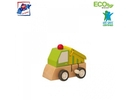 Woody 90999 Eko koka attīstoša mehāniski iedarbināma Zaļa mašīna bērniem no 3 gadiem + (7x5x6.5cm)