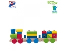 Woody 91846 Eko koka attīstoša rotaļlieta - vilciens ar konstruēšanas blokiem (18gdb.) bērniem no 2 gadiem + (43cm)