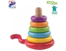 Woody 90674 Attīstoša krāsaina Eko Koka Piramīda-konstruktors ar magnētiskiem elementiem (13gab.) bērniem no 2 gadi + (13x17cm)
