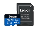Lexar MEMORY MICRO SDXC 64GB UHS-I/W/ADAPTER LSDMI64GBB633A