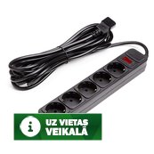 Power plant, llc UPS-Rated Extension Cord 5m, 5 sockets, with switch, black