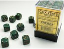 Chessex Opaque 12mm d6 with pips Dice Blocks (36 Dice) - Dusty Green/Gold