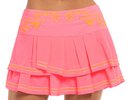 Lucky in love Embroidery Floral Stitch Pleat Tier Skirt - neon pink
