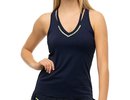 Lucky in love Laser Embroidered Performance Apparel Lurex V-neck Cutout Tank - midnight